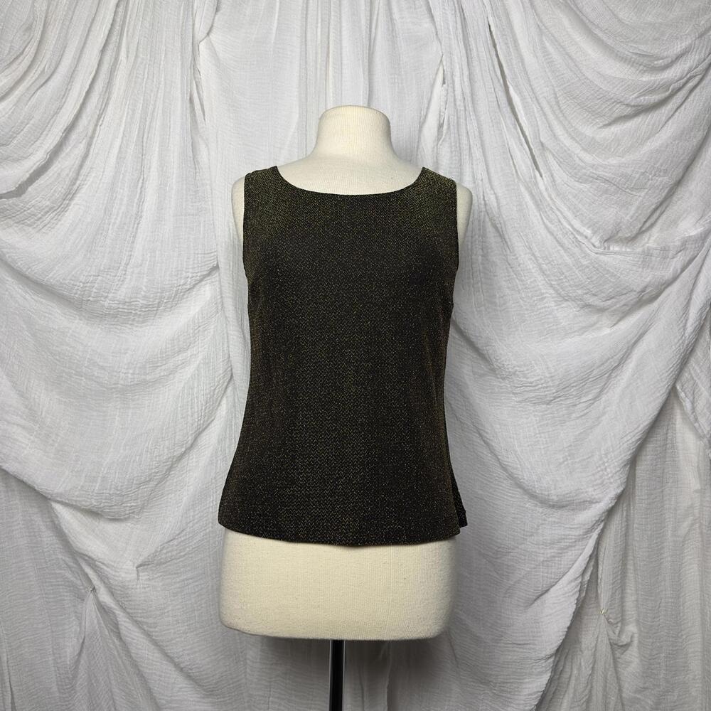 Vintage Retro Classic Jessica Howard Black Metallic Sleeveless Top Size S